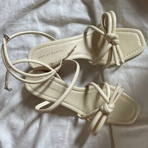 BRAND NEW IN BOX Loeffler Randall Mikel White Bow Mid-Heel Sandal